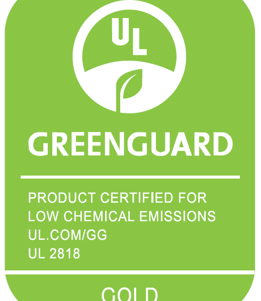 Greenguard certification logo for low chemical emissions.