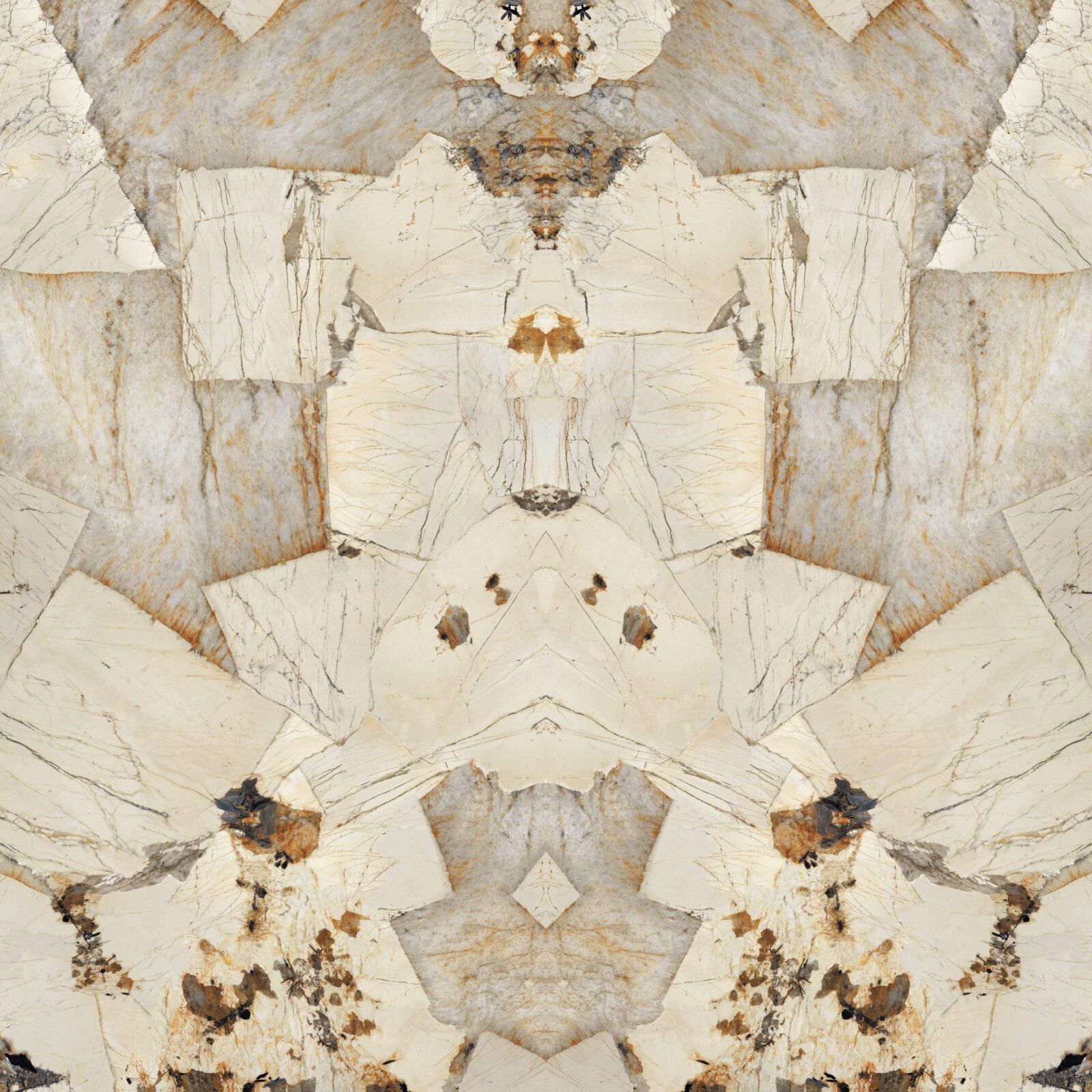 Marble countertop with intricate beige and brown patterns.