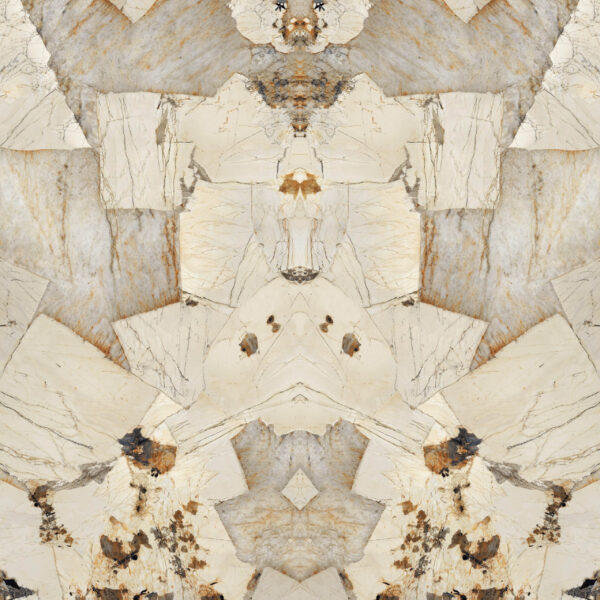 Marble countertop with intricate beige and brown patterns.