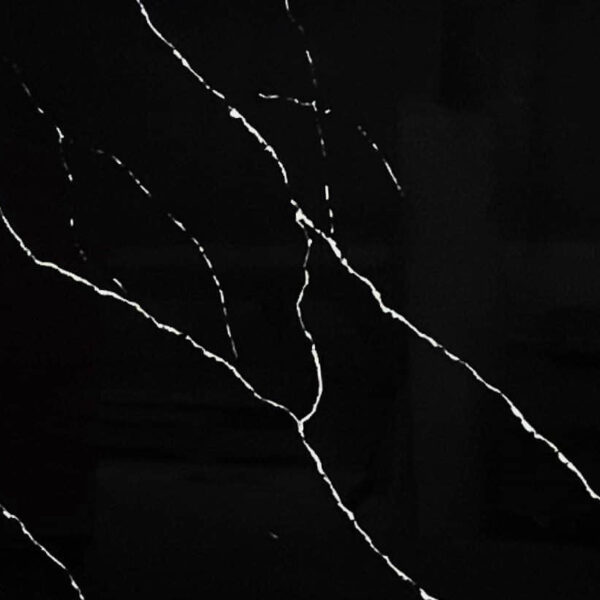 Black marble countertop with white veining pattern.