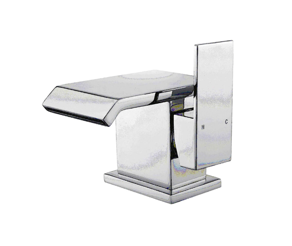 JT01016 Modern chrome kitchen faucet with hot and cold indicators.