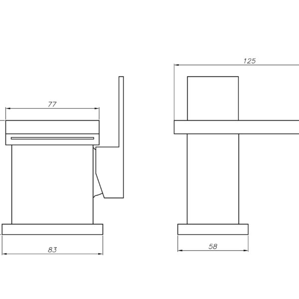 Technical drawing of a kitchen faucet with dimensions.