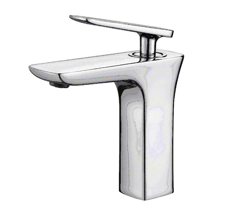 Modern chrome kitchen faucet with sleek design.