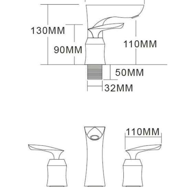 Technical drawing of a faucet with dimensions in millimeters.