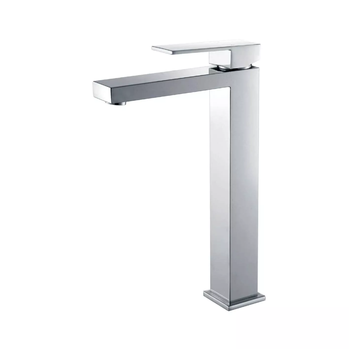 Modern chrome kitchen faucet with a sleek, minimalist design.
