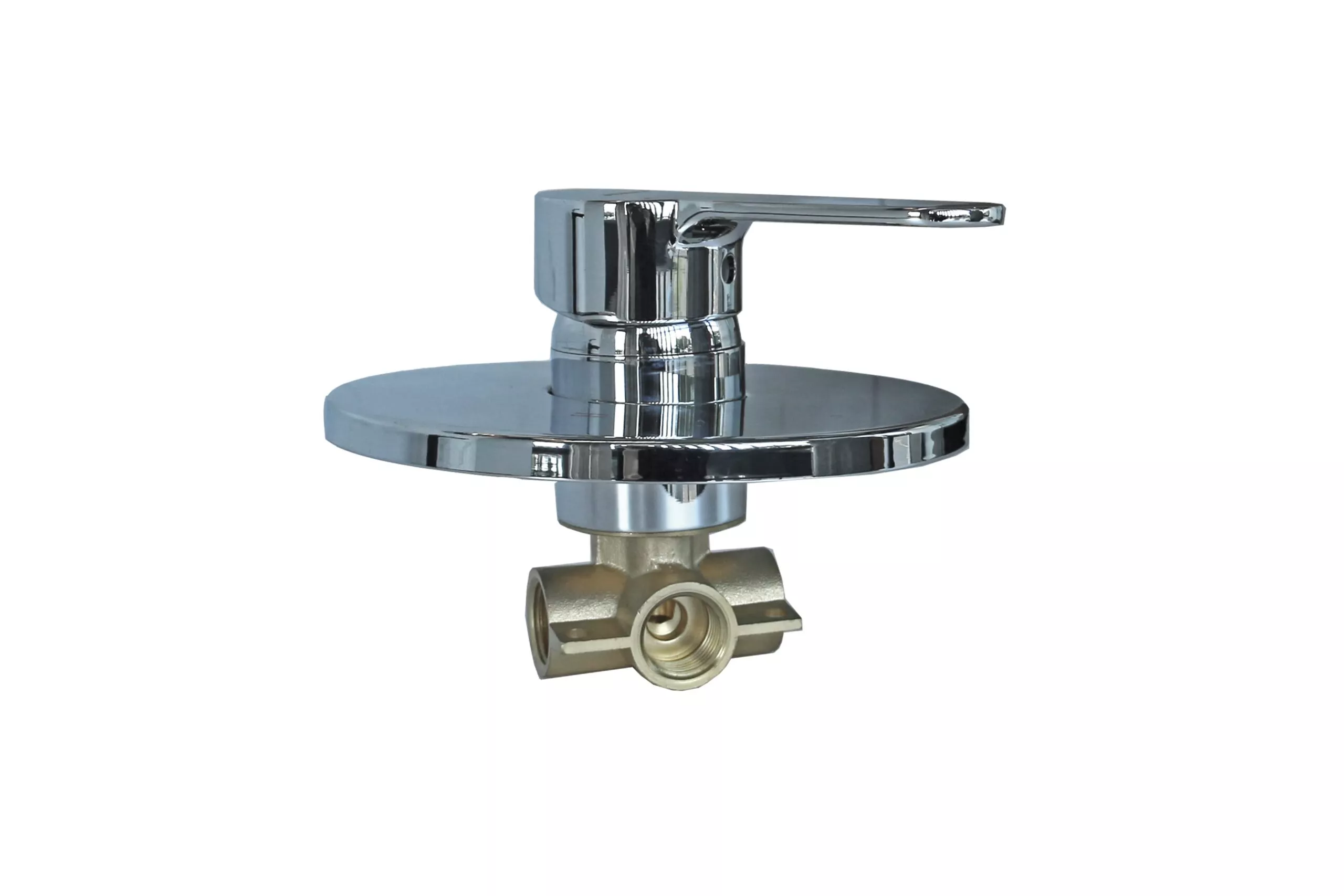 Chrome kitchen faucet with a single lever handle.