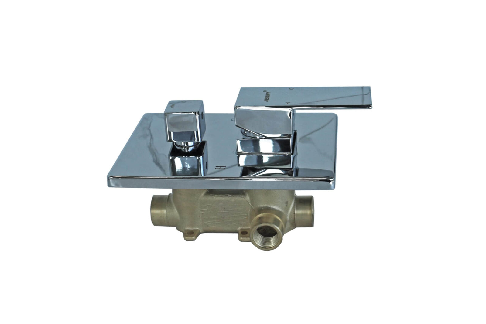 JT4102C Chrome shower mixer with dual handles and brass valve.